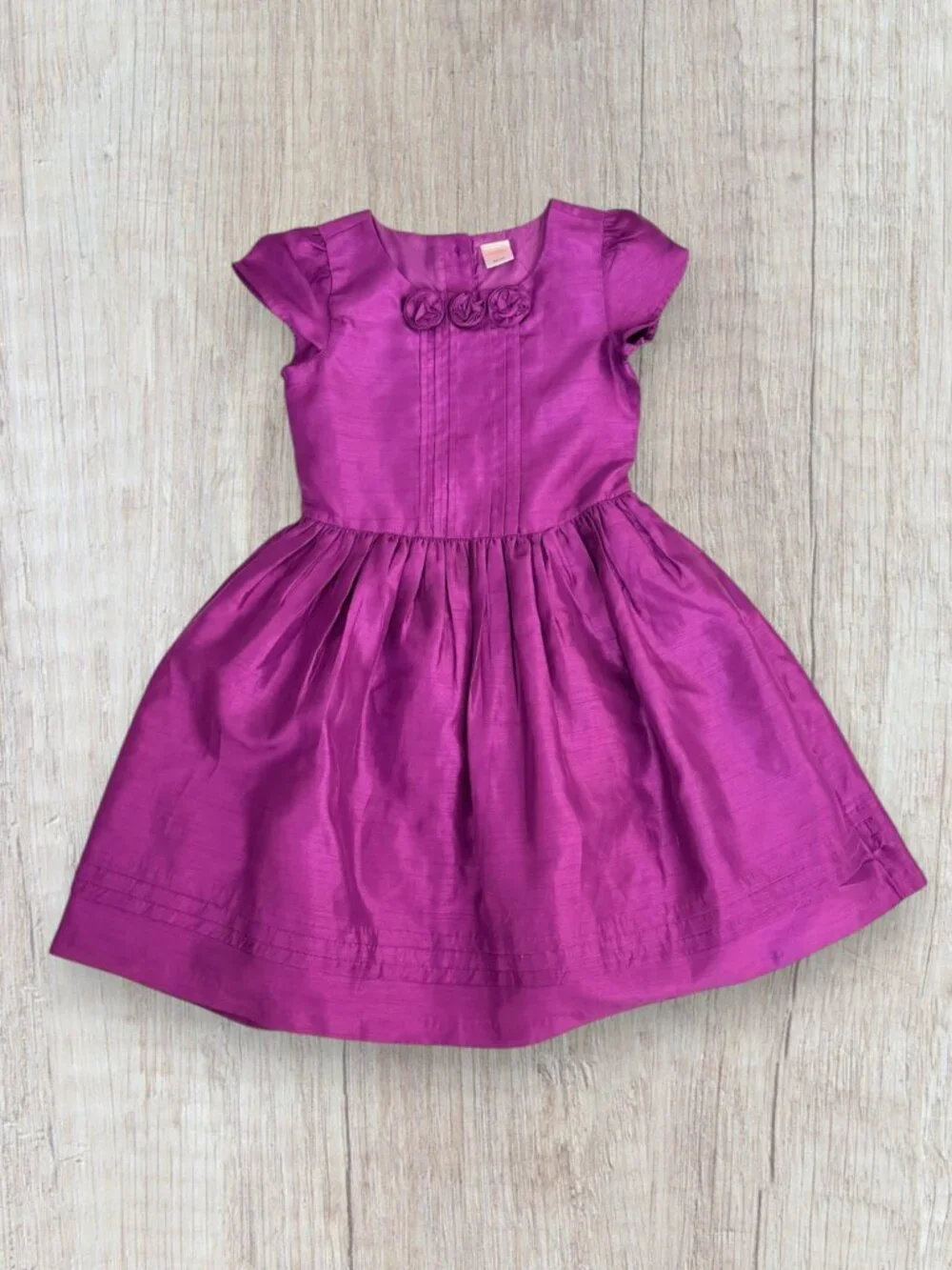 Gymboree Girls 7 Magenta Party Dress Rosette Floral Cap Sleeve Special Occasion